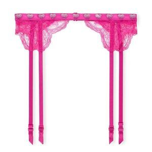 Victoria's Secret Women Pink Very Sexy Shine Strap Lace Garter Belt Size…